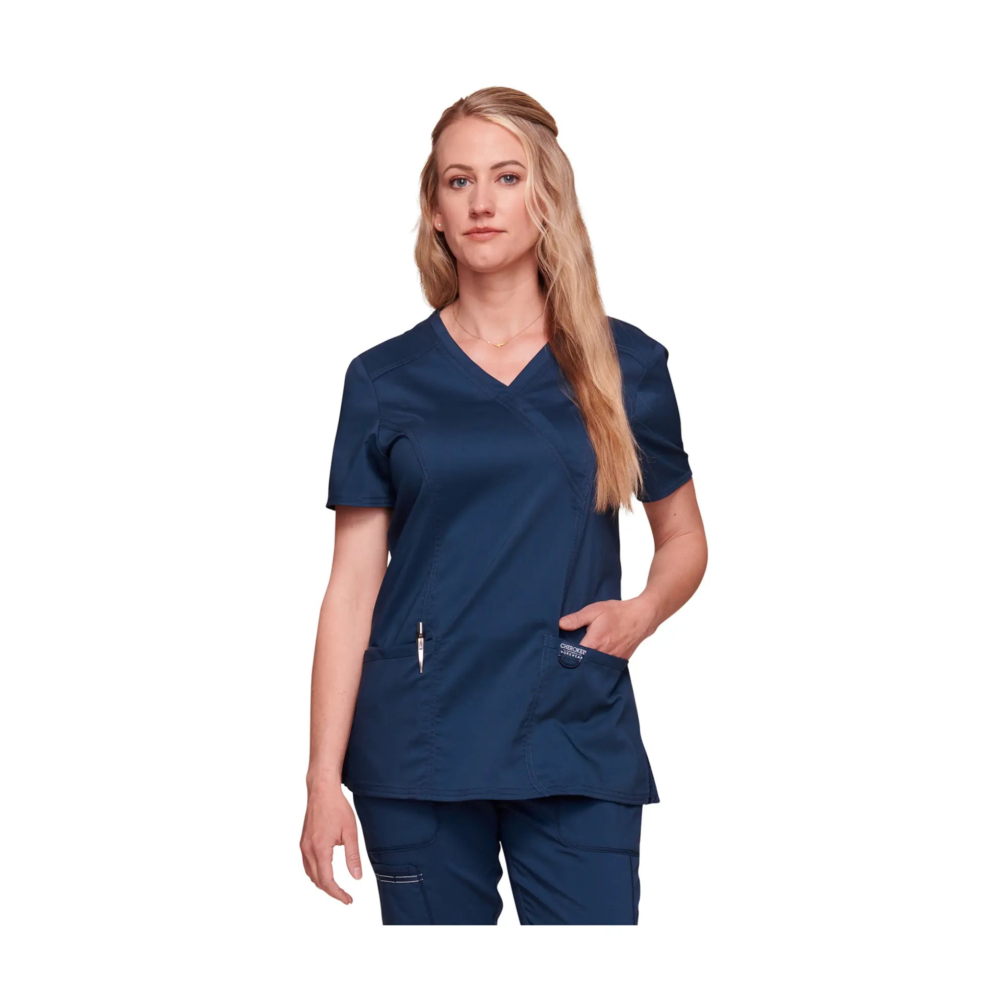 Béziers - Tunique cache-cœur col V - Femme - Cherokee - Couleur 1 Cherokee Authentic Workwear  Bleu-Marine-3XL