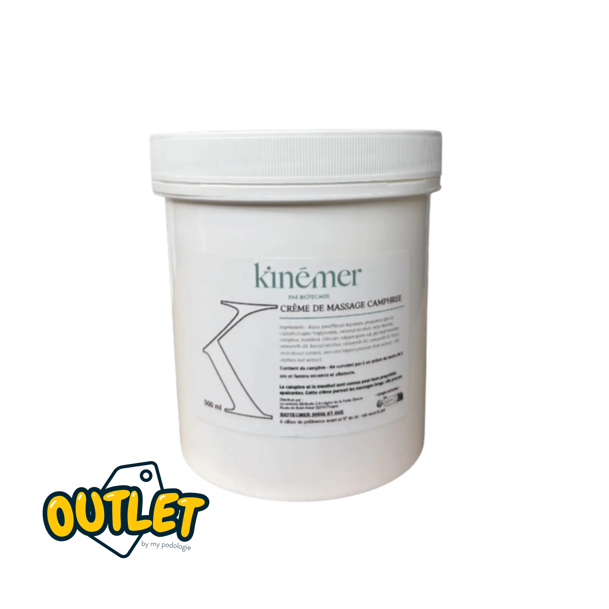 Crème Massage Camphrée - 500 ml - Kinémer - Biotecmer // Date courte Biotecmer 