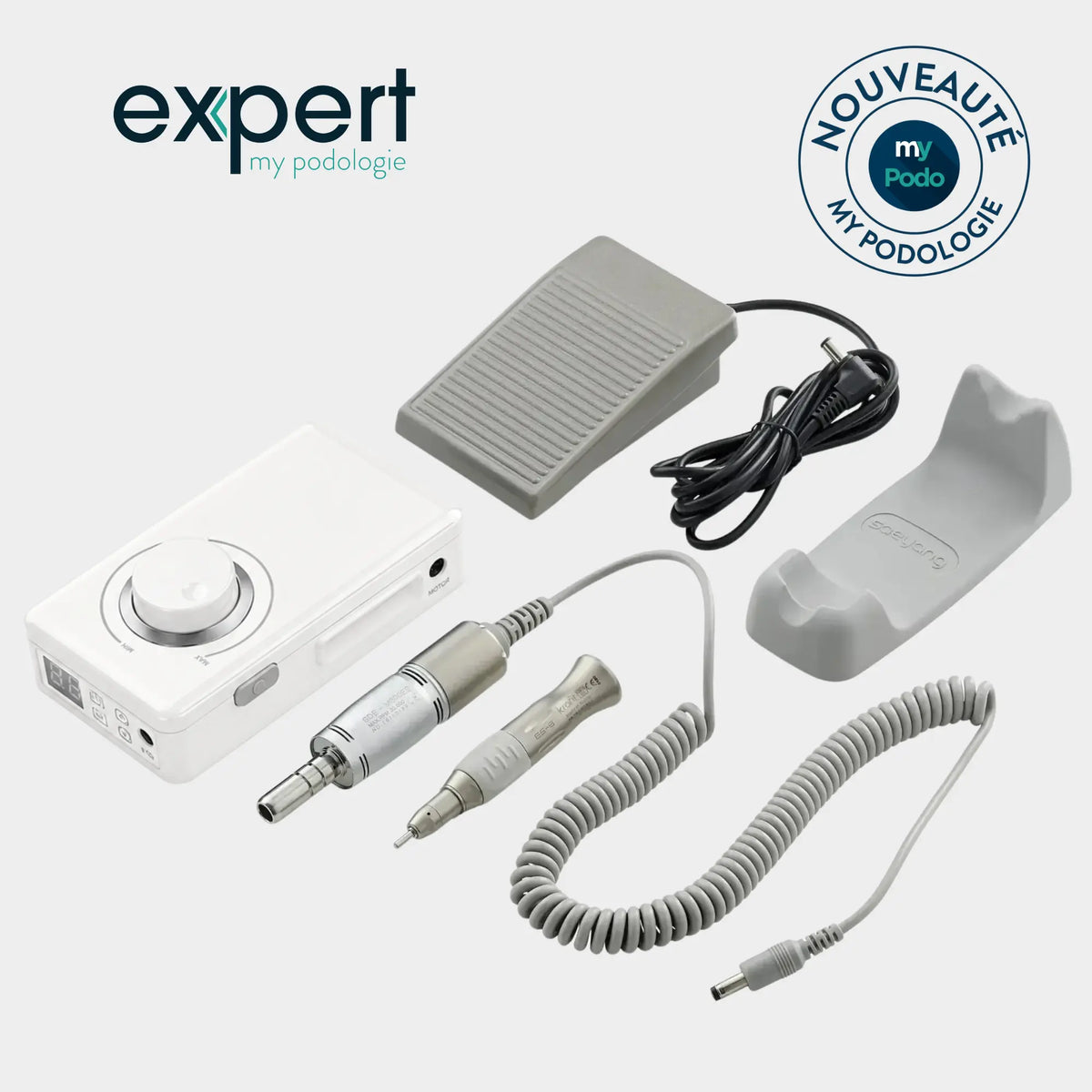 Kit micromoteur portable PODO38 Pro BLDC - Blanc - 30 000 tr/min - Avec pièce à main démontable Expert 