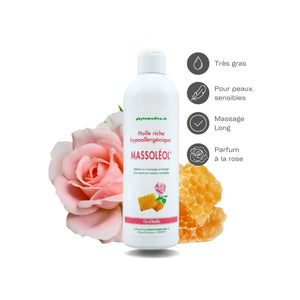 Massoléol® - Rich hypoallergenic neutral massage oil - Rose fragrance - Phytomedica Laboratoires Phytomedica 