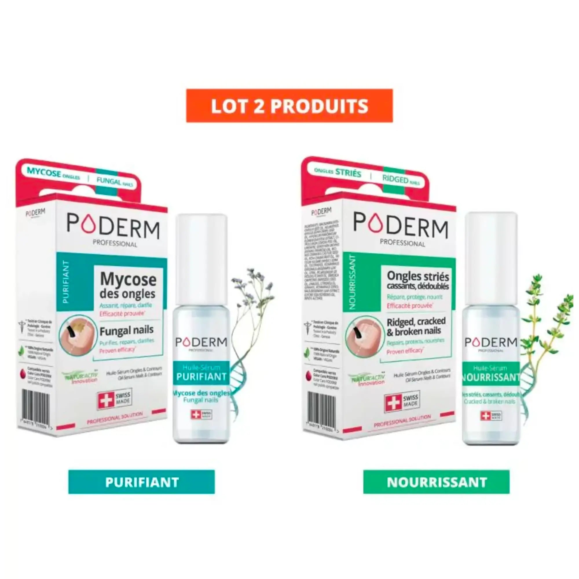 Pack Traitement Sérum Purifiant + Nourrissant - 2 x 8ml - Poderm Professional - My Podologie