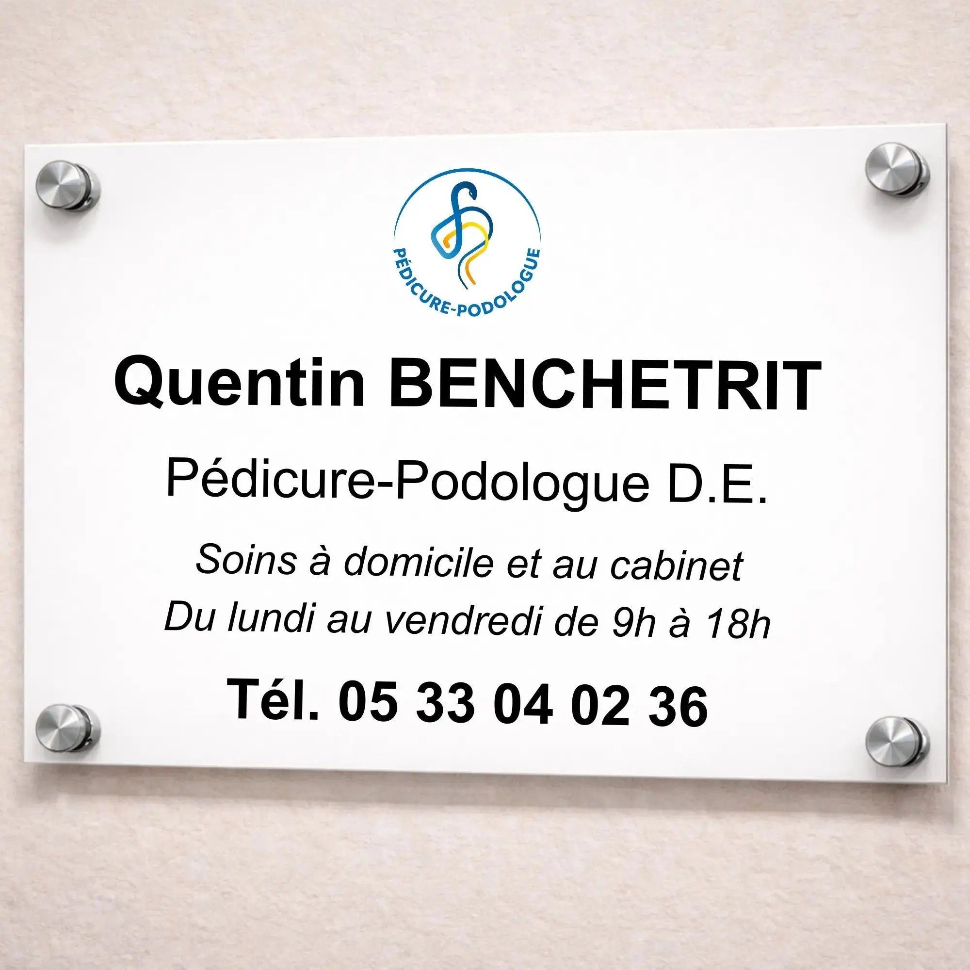 Plaque professionnelle Pédicure-Podologue personnalisable My Podologie 