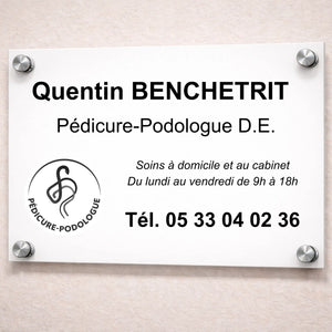 Plaque professionnelle Pédicure-Podologue personnalisable - Sans fixations My Podologie 