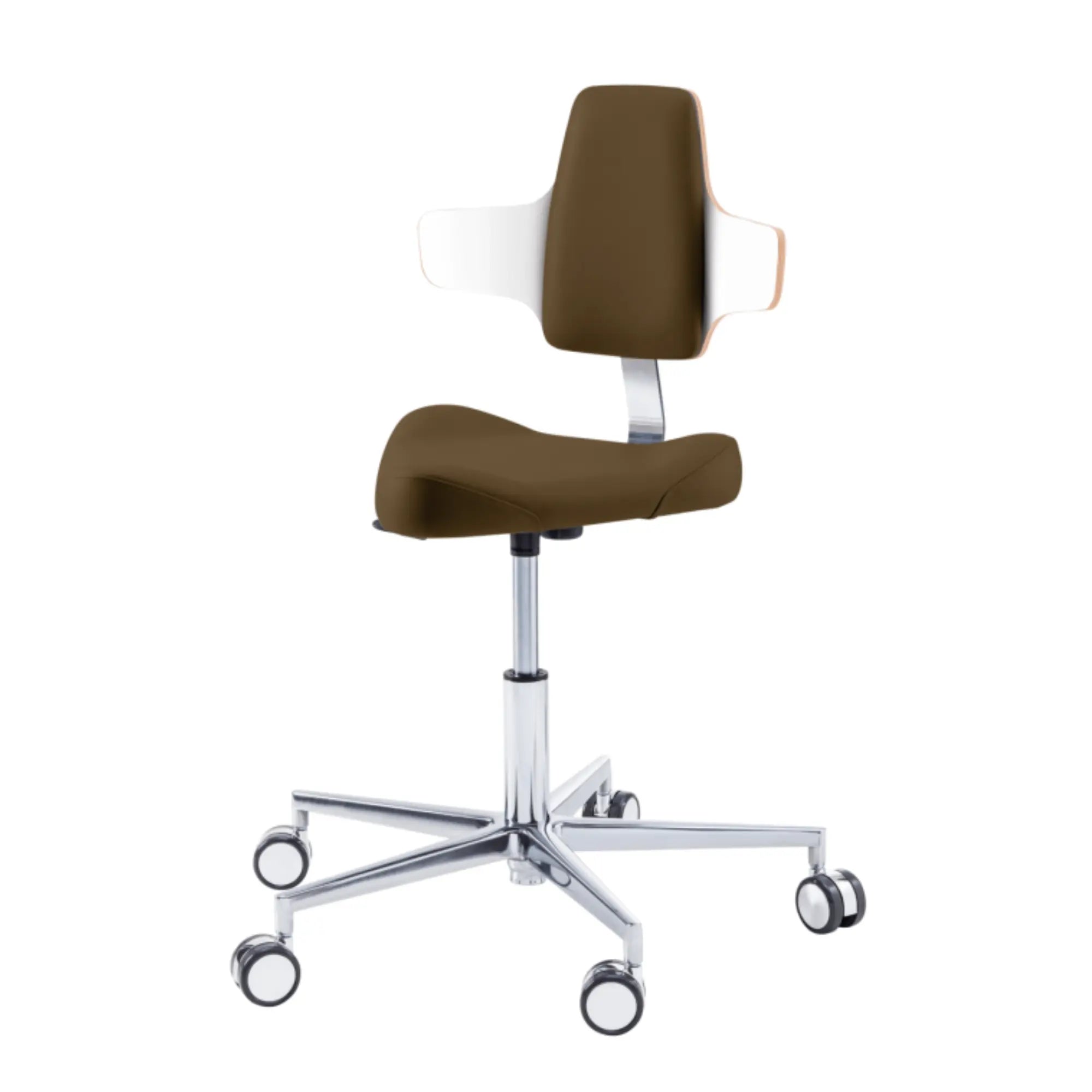 Siège praticien - TRIANGLE - Ruck - Ressort à Gaz Long Ruck  Expresso-Dossier-Napo-CPL-Blanc